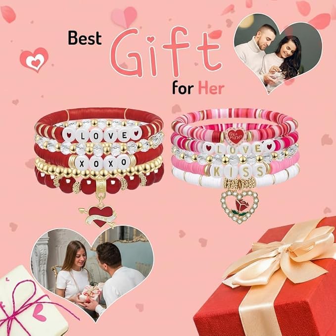 3500pcs Pink Clay Beads for Bracelets Making Kit, 6mm Heishi Polymer Flat Round Disc Clay Beads for Jewelry Making Pink