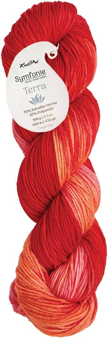 KnitPro Symfonie Fingering Weight Hand Dyed Variegated Yarn Skein | Extra Fine Merino Wool & Polyamide Blend for Knitting & Crocheting, Oeko-TEX Certified 400m, 100g | Terra Berry Bowl