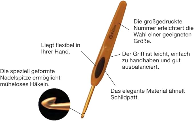 Clover Soft Touch Crochet Hook: 2.50mm, Brown