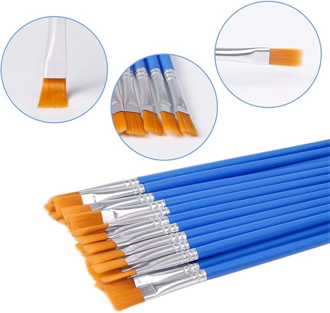 UPINS 30 Pcs Flat Paint Brushes, Small Brush Bulk for Detail Painting
