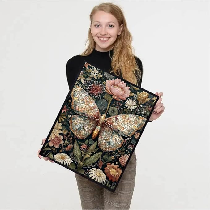Stamped Cross Stitch Kits for Adults - Butterfly Flower Embroidery Kits for Beginners Adults,11 CT Patterns Dimensions Counted Cross Stitch Kits for Adults Arts Craft 12x16 inch