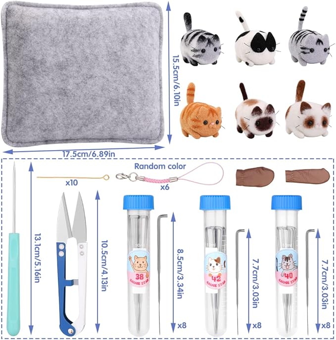 UOOU Felting Kit, Needle Felting Kits for Beginners Adult, Needle Felting Supplies with 24Pcs Felting Needles, Felting Pad, Wool Roving, DIY Needle Felting Cat Dolls