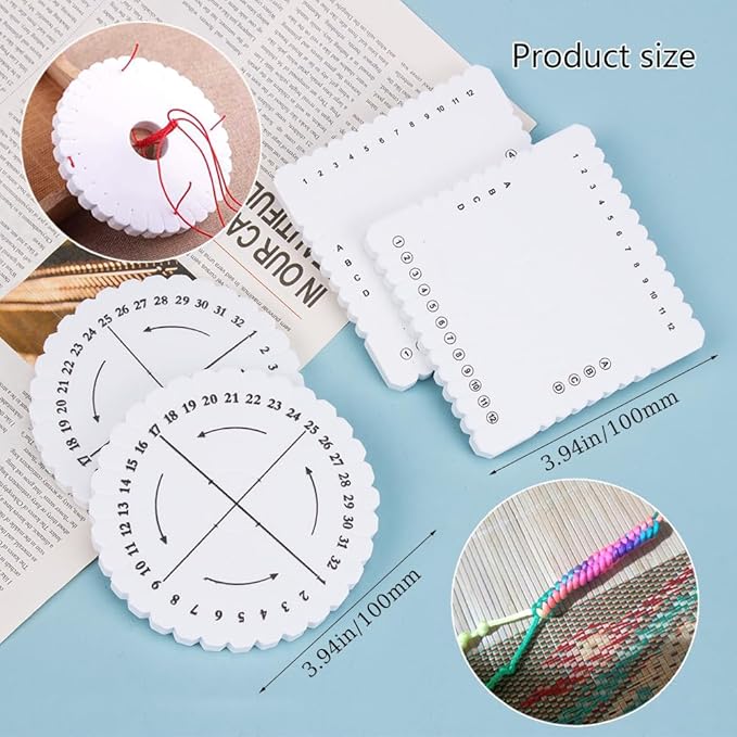 Comidox 4Pcs Kumihimo Disk Braiding Wheel Lightweight & Convenient Friendship Bracelet Disc Square & Round Kumihimo Supplies for Beading & Bracelet Weaving Kit DIY