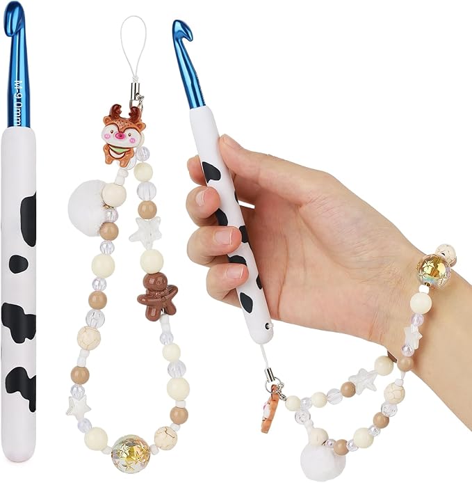 Coopay Crochet Hooks, Crochet Hook with Soft Polymer Clay Handle and Attached Bracelet - Stylish & Practical - 9.0mm (N-15)