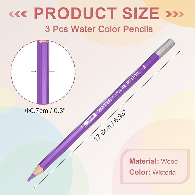 PATIKIL Watercolor Pencils, Wisteria Color Pencil Set Sketch Coloring Drawing Colored Pencils Bulk Artist Drawing Supplies for Adult Coloring Book Blending, 3 Pcs
