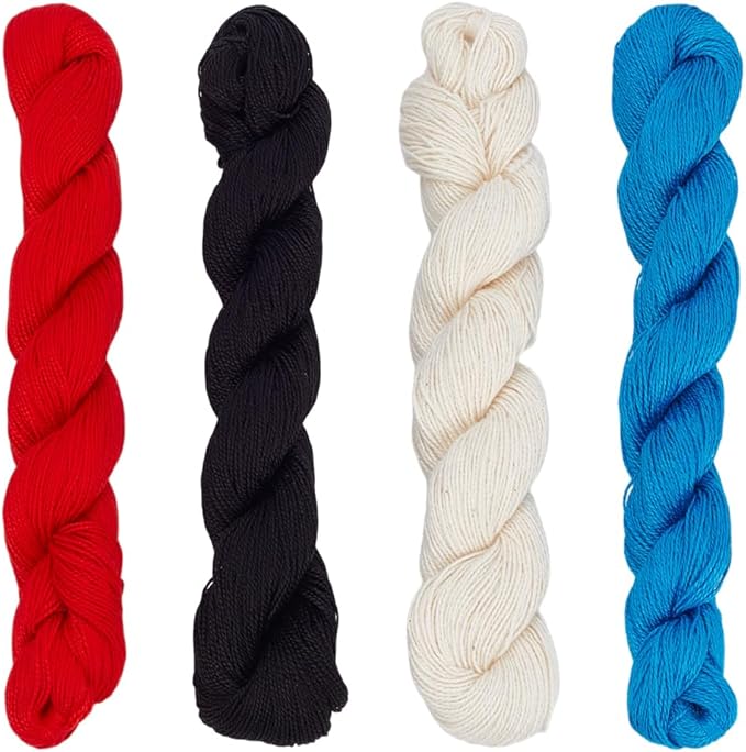 FREEBLOSS 4 Pcs Sashiko Thread in 4 Colors, 4 * 100 M Pure Cotton, Embroidery & Quilting