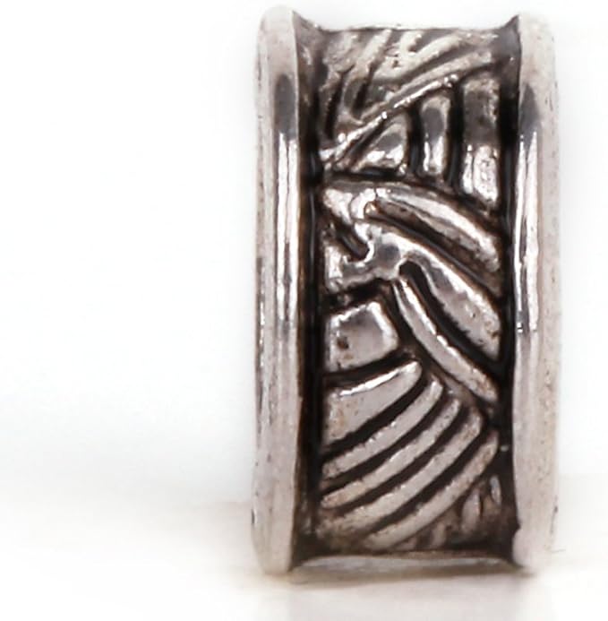 RUBYCA 30pcs Tibetan Silver Tone Spacer Beads Fit European Charms Bracelet Ring Edges Stripped