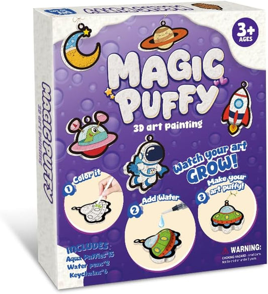 MZYTOZA Magic Foam Texture Painting Kit - 3D Art Craft Aqua Magic Puffs Paint Kit, 15 Mess-Free Paint by Number Craft for Kids (Space and Planets)