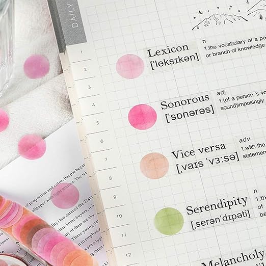 YUBX Pre-Cut Dot Washi Tape Set Solid Colors Macaron Decorative Masking Label Stickers for Arts, DIY Crafts, Journals, Planners, Scrapbook, Wrapping