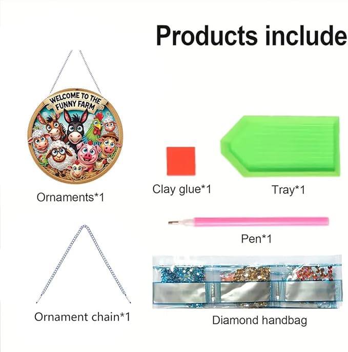 POETRYDRAW DIY Hanging Diamond Art Pendant Kit Animals, Special Crystal Diamonds Painting Ornament for Adults, 5D Diamond Art Suncatchers Double Sided Board Gem Painting Box Kit