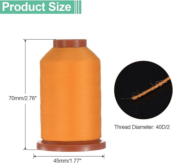uxcell 40D/2 Sewing Thread 1100 Yards Polyester Household Sewing String Hand Stitching Polyester Cord for Clothing Stitching Shoe Bag Repairing DIY Craft Orange
