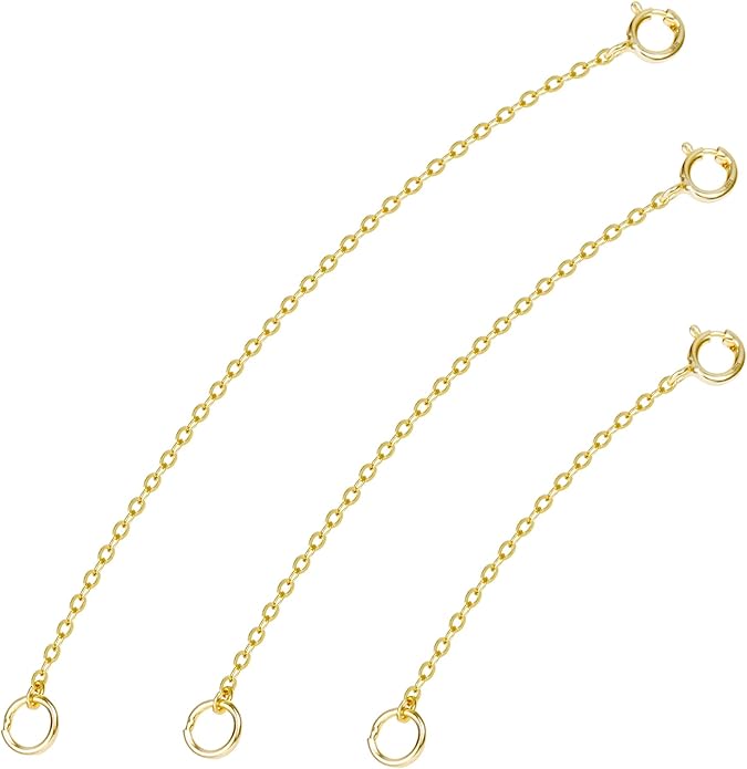 3 Pcs 925 Sterling Silver Necklace Extenders for Women Durable Strong Removable Necklace Bracelet Anklet Extension Jewelry Making Chains