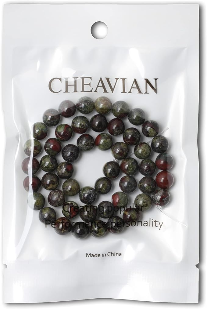 cheavian 45pcs 8mm natural dragon blood jasper gemstone round loose beads for jewelry making 1 strand 15"