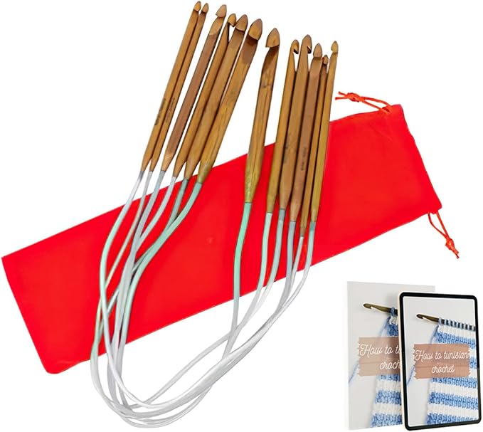 KnitPal 16-inch (40 cm) Circular Crochet Hooks Double Ended Tunisian Crochet Hooks Set with Cable for Afghan Crocheting in the Round - 7 US Sizes: D/3mm,E/3.5mm,F/3.75mm,G/4mm,7/4.5mm,H/5mm,I/5.5mm