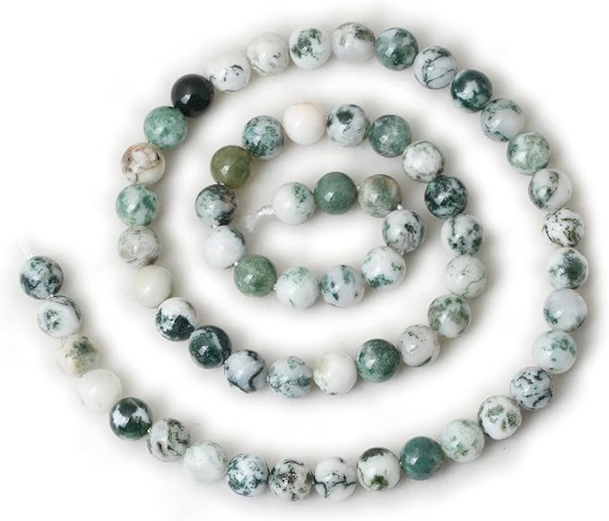 6mm 60PCS Natural Tree Agate Round Loose Beads for Jewelry Making 1 Strand 15"