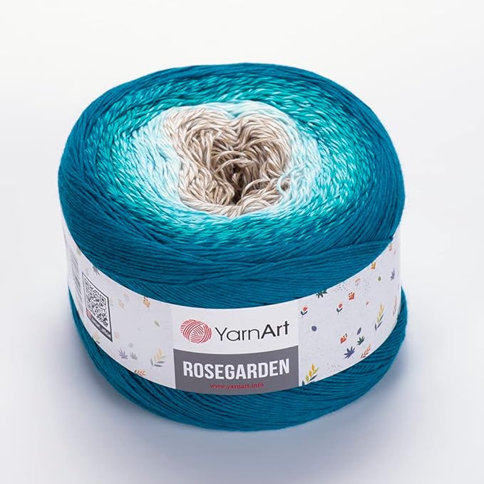 Yarn Art Flowers Rosegarden 100% Cotton 250gr 8.80 oz 1094yds Multicolor Cotton Yarn Rainbow Crochet Yarn Spring Summer (324)
