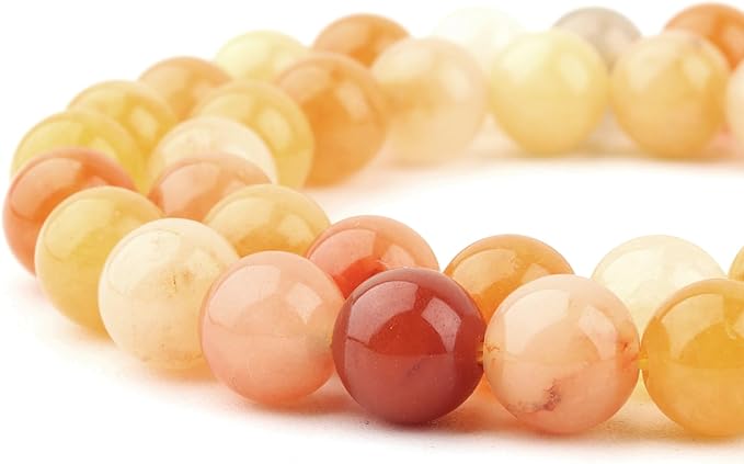 Natural Stone Beads for Jewelry Making - 6mm Gemstone Round Beads for Bracelets(58-60pcs, Golden Silk Jade)