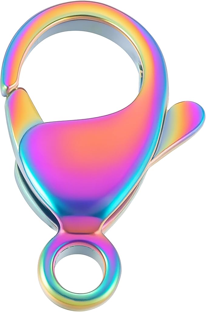 Mandala Crafts 10mm Rainbow Stainless Steel Lobster Clasps for Jewelry Making - 50 PCs SS Lobster Claw Clasps with Jump Rings Jewelry Findings Kit for Necklaces Bracelets Charms Fasteners