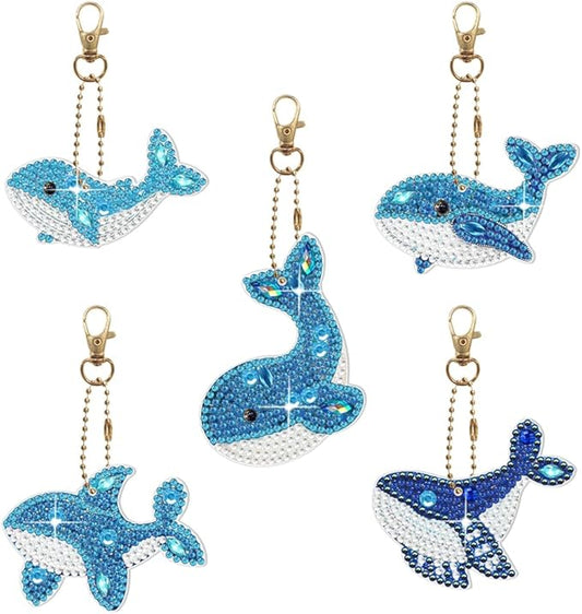 Diamond Painting Keychains Kits, Double Sided Diamond Art Keyrings for Adults, DIY Art Key Rings Ornaments Kits