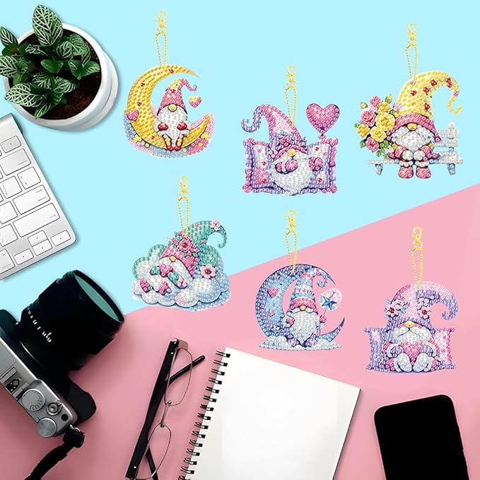 Masendp 11 Pieces Dwarf Diamond Keychain Set DIY Cute Dwarf Diamond Keychain for Beginners Adult Arts & Crafts Supplies Christmas Holiday Gifts