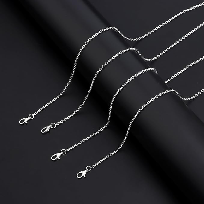 lemonkey 24 pack necklace chains bulk,silver plated diy cable link chains for jewelry making 16 inches