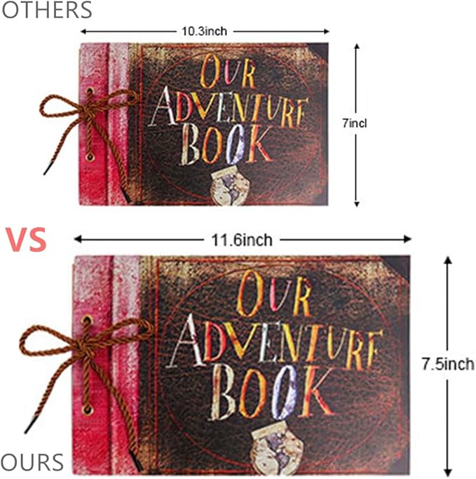 Our Adventure Book Handcrafted 11.92 x 7.62" Scrapbook, Color cover,Embossed Lettering, Inspired by 'Up', Ideal for Photos, Gift for Couples Anniversary, Weddings, Travelling, Birthday, Christmas