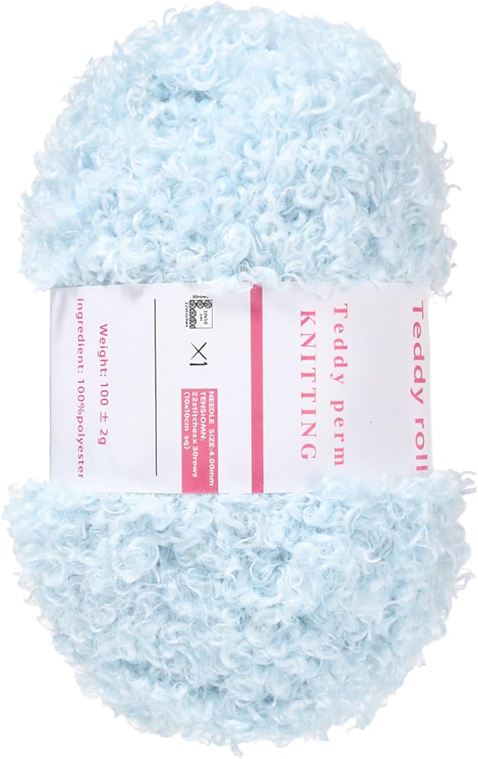 MECCANIXITY 1 Skeins Eyelash Yarn Fur Soft Fluffy Chunky Polyester Yarn Fuzzy Sky Blue for Crocheting Knit DIY Clothes Bag - 55Yard/50m, 3.53oz