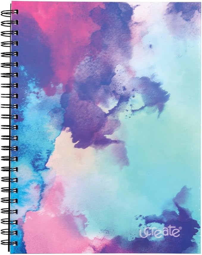 UCreate Fashion Poly Sketch Book, Watercolor Splash, 9" x 12", 1 Count