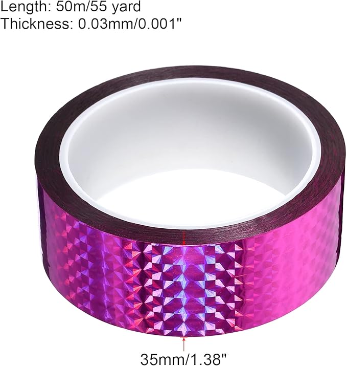 PATIKIL Prism Tape 1.4 Inch x 55 Yards, Holographic Metalized Reflective Adhesive for Detailing Accent Wall Decor Art, Rose