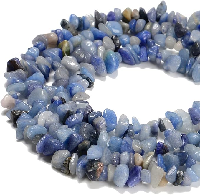 7-8mm Natural Blue Aventurine Gemstone Chips Beads Healing Crystals Waist Bracelets Necklace Kit Irregular Stone DIY Crafts Design Jewelry Making