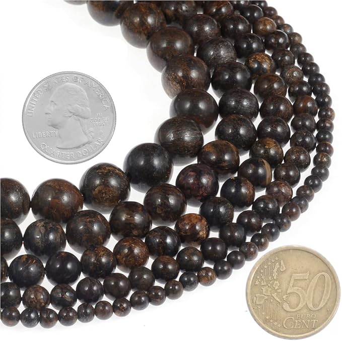 10mm Natural Bronzite Gemstone Round Loose Beads Crystal Stone Bracelet Necklace Accessories Crafts for Jewelry Making DIY,1 Strand 15"