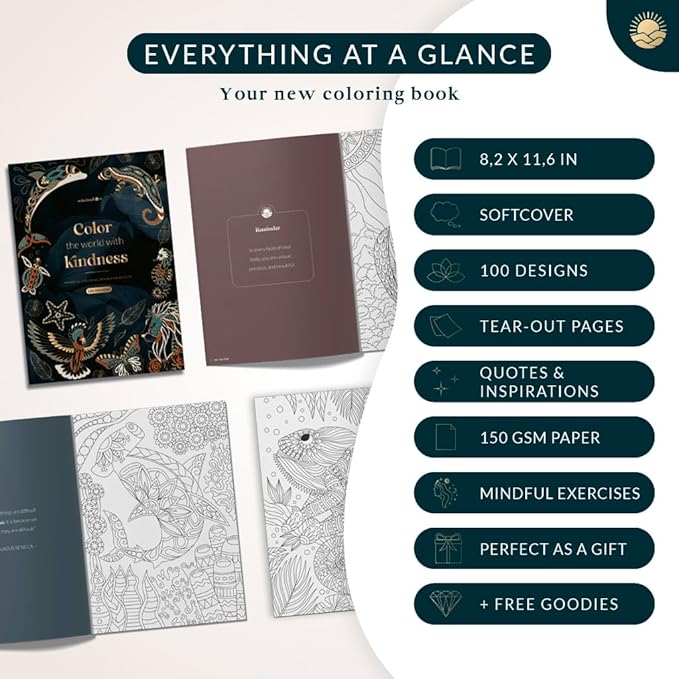 Coloring Books for Adults Relaxation by Mindmellow – Stress Relief Coloring Book for Adults & Teens - Calming Designs to Inspire Creativity and Mindfulness - Coloring Books for Teens (XXL)