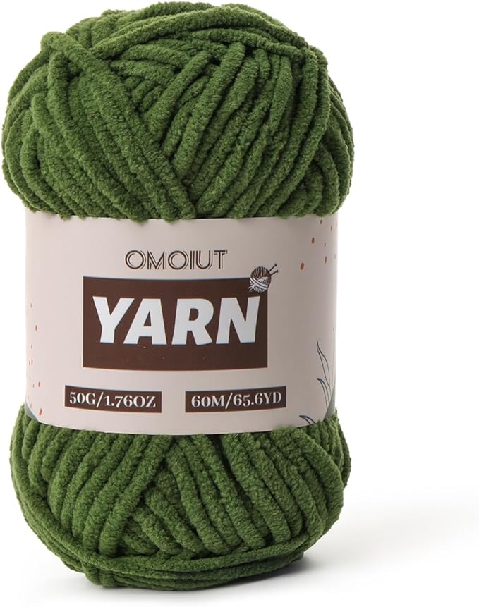 Plush Chenille Chunky Crochet Yarn - Baby Yarn for Crocheting Soft - Velvet Yarns Knitting for Blankets Crafts - Fluffy Amigurumi Yarns 50g / 65.6yd (Pine Green)