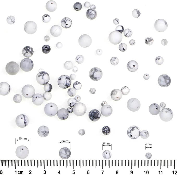 210pcs natural crystal beads stone gemstone round energy healing loose beads with stretch cord for jewelry making bracelets anklets (8mm 140pcs, matte white howlite)