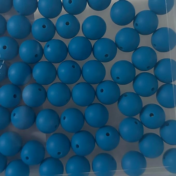 120pcs Richbunnys 15mm Bulk Silicone Beads for Pens and Keychain Making,Large Bead for Necklace and Bracelets Making,Assorted Rubber Beads Set（Pirate Blue）