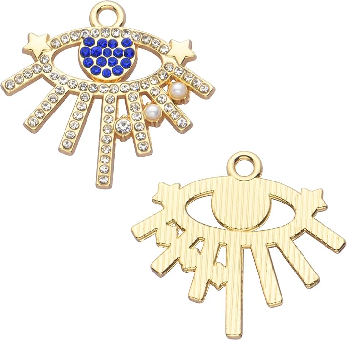 Pack of 20 Rhinestone Charms Gold Plated Pendants Pave Crystal Accessories for Necklace Bracelet Jewelry Making DIY Crafting