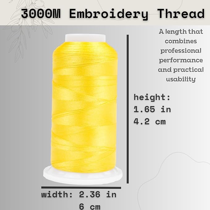 Simthread 6 Spools Embroidery Thread Set, 3000 Yards 40WT 100% Polyester Trilobal Machine Thread for Professional & Home Use, Compatible with Brother, Singer, Janome & More, Yellow Series