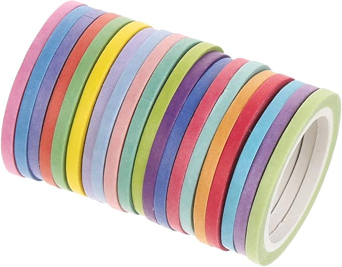 20 Rolls Rainbow Washi Tape Slim,Foil Gold Skinny Decorative Masking Washi Tapes,3MM Wide DIY Masking Tape
