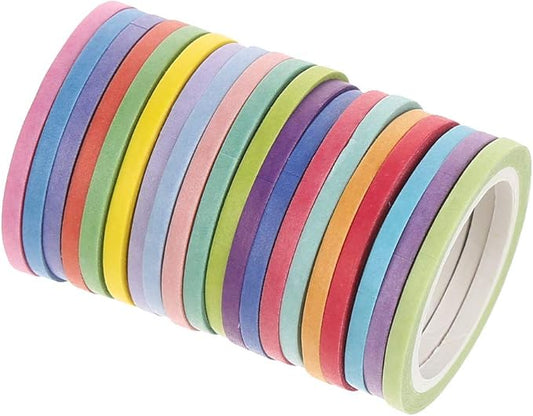 20 Rolls Rainbow Washi Tape Slim,Foil Gold Skinny Decorative Masking Washi Tapes,3MM Wide DIY Masking Tape