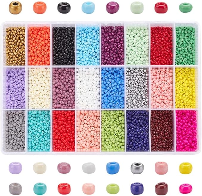 7920 Pcs 3mm Glass Seed Beads Bracelet Making Kit, Small Beads Friendship Jewelry Craft Kit with Lobster Clasps, Jump Rings & Elastic Cord, DIY Art Craft Gift for Girls