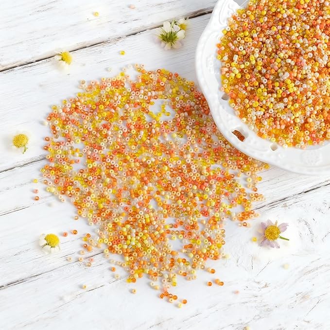 Yellow Colors 3mm Seed Beads, 5200Pcs Glass Seed Beads Kit with Storage Box for DIY Necklace Bracelet Crafts