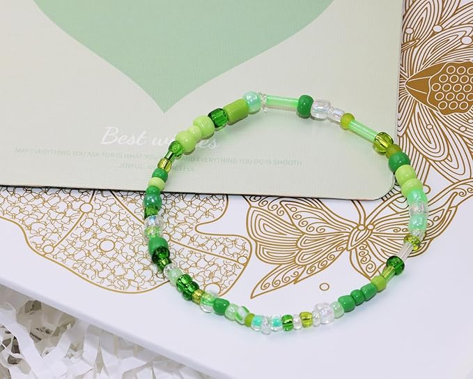 Mixed Craft Beads 1000Pcs/20g Glass Seed Tube Bead Bugle Bead 1.5-4.5mm Small Loose Spacer Beads for DIY Bracelets Necklace Earring Jewelry Making (Green)