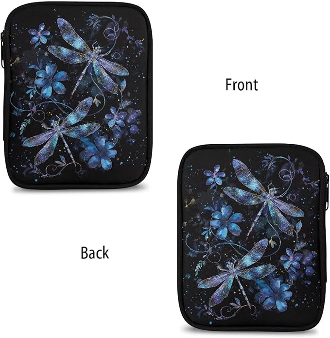 Hechitok Dragonfly Flower Empty Crochet Hook Case Portable Travel Crochet Storage Bag Organizer Zipper Bags with Web Pocket and Crochet Holder Slots for Crochet Knitting Accessories