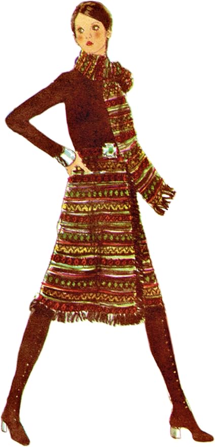 Simplicity SS3017Y5 Misses' Vintage 1970's Front-Wrap Skirt Dress and Scarf Sewing Pattern Packet, Design Code S3017, Sizes 18-20-22-24-26, Multicolor