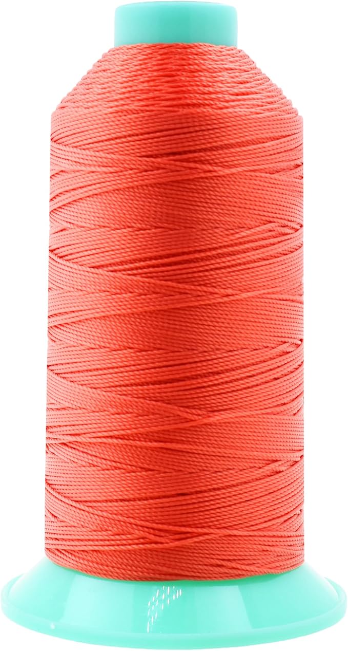 Mandala Crafts Size 346 210D T350 Bonded Nylon Thread - Coral 415 YDs Tex 350 Heavy Duty Sewing Threads for Leather, Jeans, Weaving, Outdoor Marine Upholstery