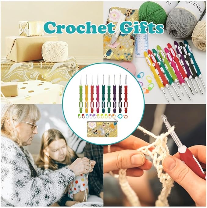 Noocro Complete Crochet Hook Set– 9 Sizes Crochet Hooks Kit with Stitch Markers, Yarn Needles, Measuring Tape, Scissors, Gauge Ruler & Storage Bag – Perfect Knitting Supplies for Beginners & Experts