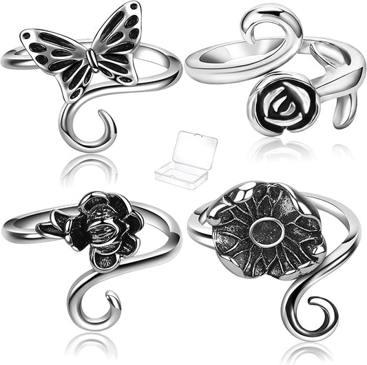 4 Pieces Crochet Ring for Finger Adjustable Yarn Tension Rings for Crocheting Yarn Guide Knitting Rings Crochet Tools