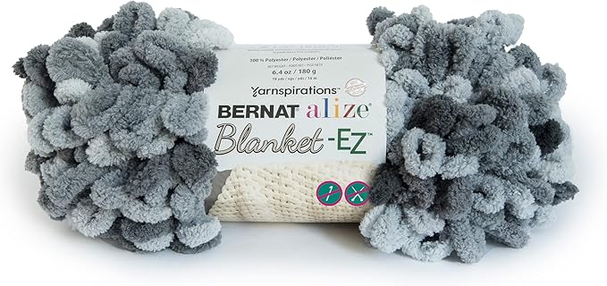 Bernat Alize Blanket-EZ Super Soft Looped Yarn for Beginners, Hand Knitting- No Needles or Hooks Needed, Slate Grays, 2 Pack
