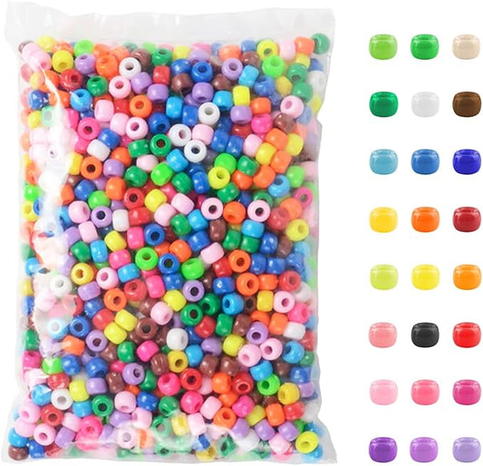simetufy 1200 pcs plastic pony beads for bracelet making, multi-colored beads for hair braiding, diy crafts, kandi jewelry, key chains and ornaments decorations 24 assorted colors