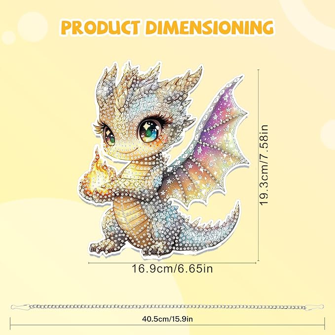 Bowetile Dragon Diamond Art Hanging Kits for Adults, 5D Special Shape Diamond Painting Window Pendant Kits, Gem Art Suncatchers Painting Ornament for Home Garden Wall Decor